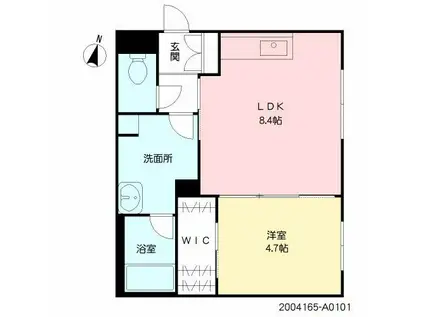 セレッソ六本松(1LDK/1階)の間取り写真