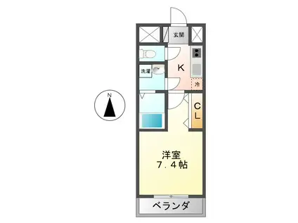 プロープル(1K/2階)の間取り写真