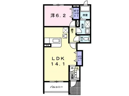 メゾン・ラ・フォンテ-ヌ(1LDK/1階)の間取り写真