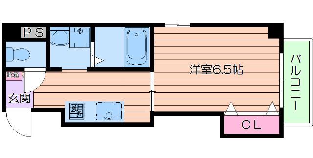 ドミール関大前(1K/2階)の間取り写真