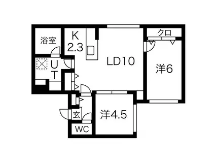 ブランシャールALAIN中の島(2LDK/2階)の間取り写真