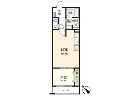 MOCXION成田町(1LDK/2階)の間取り写真