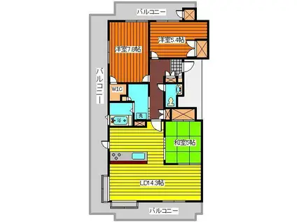 サンデュエル中通(3LDK/10階)の間取り写真