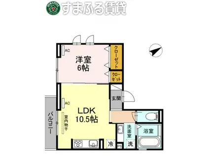 ラピス矢作(1LDK/1階)の間取り写真