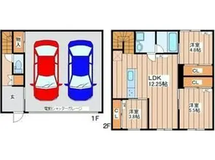 GARAGE VILLA SHIVERS A(3LDK/2階)の間取り写真