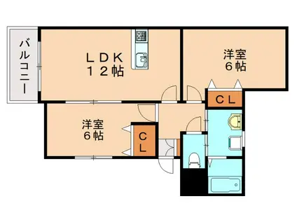 MDIロイヤルレジデンス折尾(2LDK/1階)の間取り写真