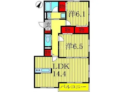 カスティージョB(2LDK/3階)の間取り写真