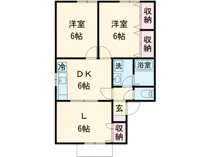 パーシモンコート(3DK/2階)の間取り写真