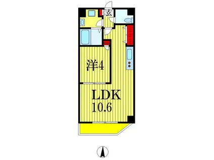ミッド スクエア(1LDK/4階)の間取り写真