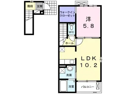 ベル・アムールB(1LDK/2階)の間取り写真