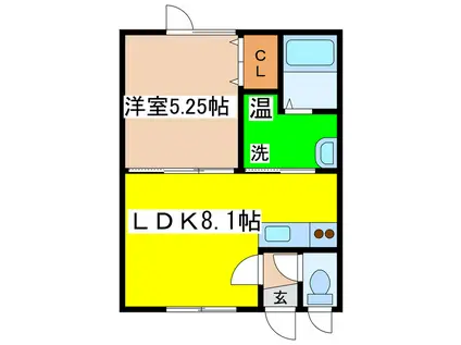ハピネスドムス昭和(1LDK/2階)の間取り写真