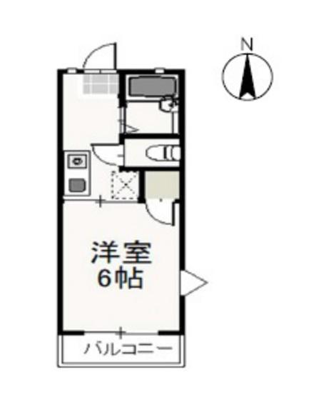 ドミール小川(1K/2階)の間取り写真
