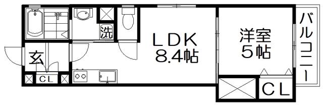 クリエオーレ牧野本町(1LDK/3階)の間取り写真
