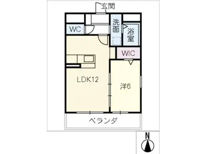 ユーハイツ三和III(1LDK/2階)の間取り写真