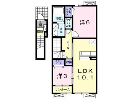 モデルノ ドマーニIII(2LDK/2階)の間取り写真