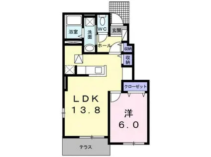 グランボワ(1LDK/1階)の間取り写真