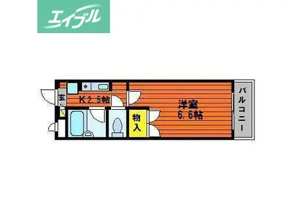 ラヴェスパ(1K/4階)の間取り写真