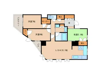 ディオ学園前プレシア602(3LDK/6階)の間取り写真