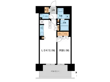 ブレス宮崎台(1LDK/12階)の間取り写真