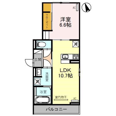 D‐ROOM女池上山II(1LDK/3階)の間取り写真