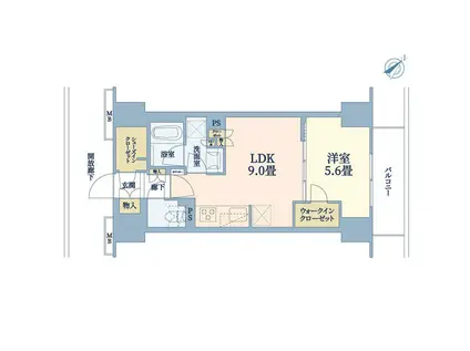 メイツ ザ・マークス新横浜(1LDK/4階)の間取り写真