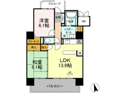 Dグラフォート・サウスマークタワー(2LDK/5階)の間取り写真