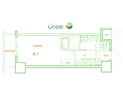 ラグゼナ平塚(1K/9階)の間取り写真