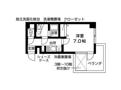トレジャーマンションIII(1K/7階)の間取り写真
