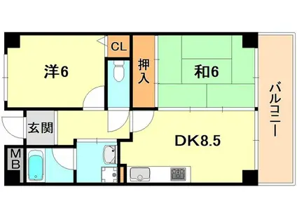 ミモザの館(2DK/1階)の間取り写真