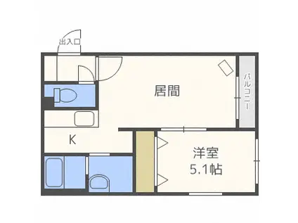 グランメール 元町駅北(1LDK/2階)の間取り写真