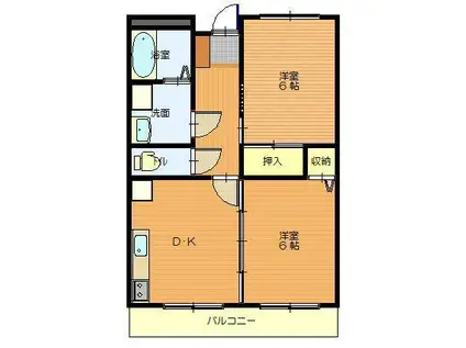 アメニティ豊岡II(2DK/4階)の間取り写真
