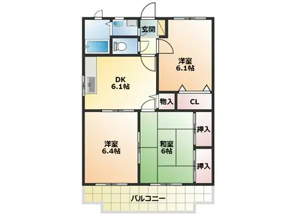 メゾン ローリエ(3DK/2階)の間取り写真