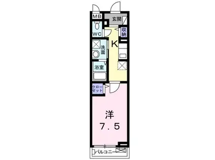 カーサ シエロ II(1K/2階)の間取り写真