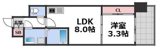 スプランディッドあびこ駅前DUE(1LDK/6階)の間取り写真