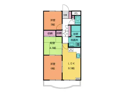 プリズム別名(3LDK/4階)の間取り写真