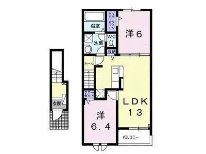 レディアンV(2LDK/2階)の間取り写真