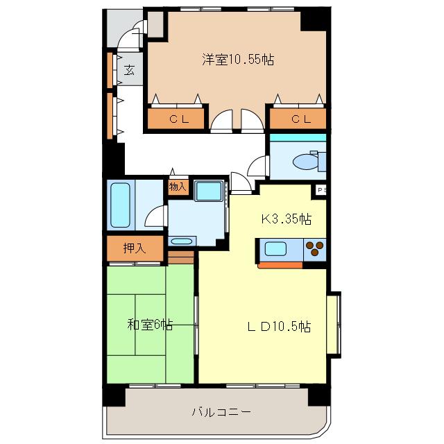 サンマンションアトレ青山(2LDK/5階)の間取り写真