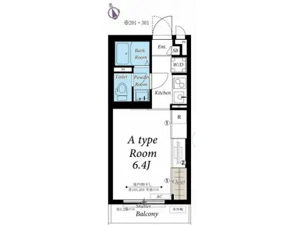 リブリカーロ(1K/2階)の間取り写真