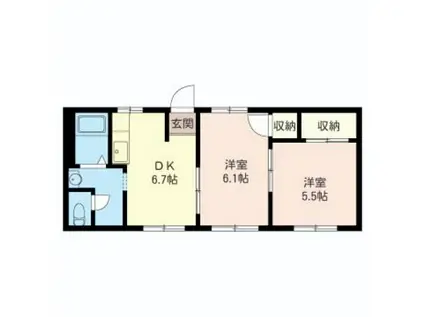 中谷戸ハイツ(2DK/1階)の間取り写真