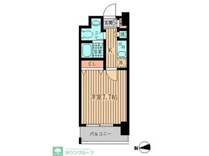 HUMANハイム船橋(1K/4階)の間取り写真