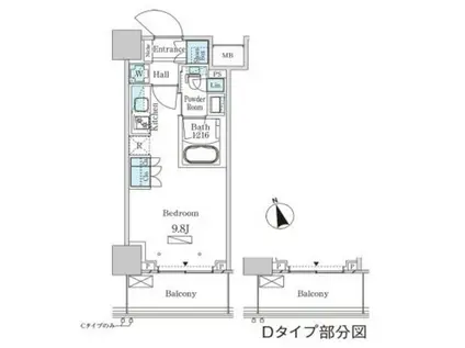 パークアクシス大塚ステーションゲートタワー(ワンルーム/10階)の間取り写真