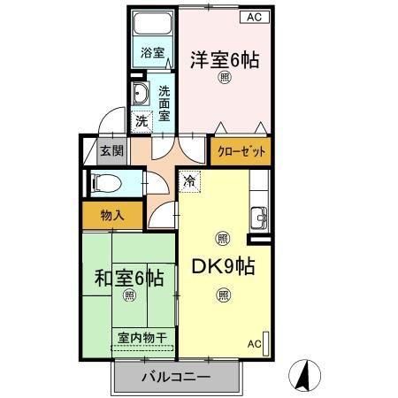 メナージュA棟(2DK/2階)の間取り写真
