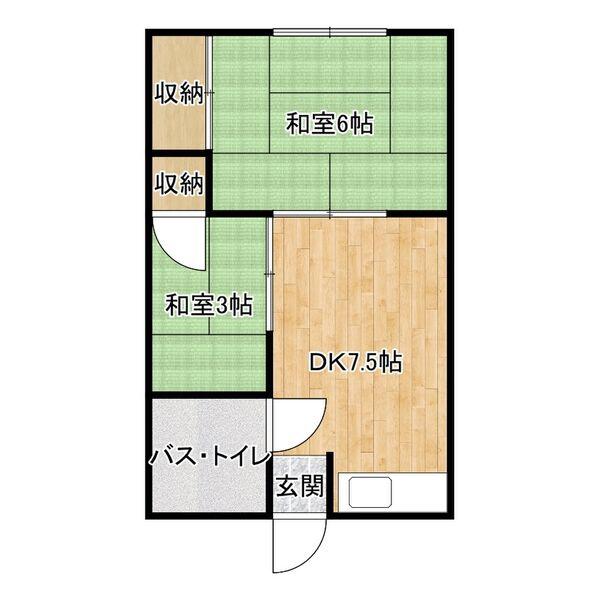 西ノ京ハイツ(2DK/2階)の間取り写真