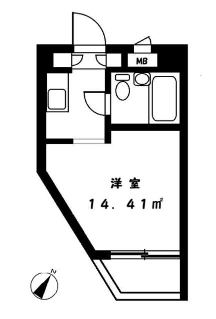 ユースフル祐天寺NO230P(ワンルーム/2階)の間取り写真