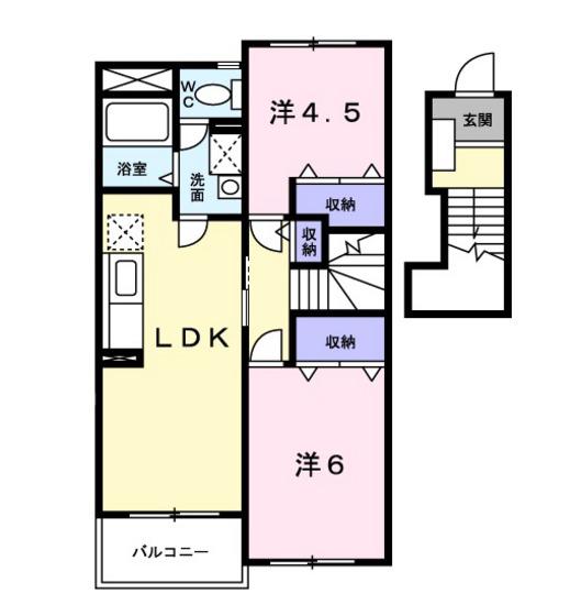 ファースト ステップ(2LDK/2階)の間取り写真