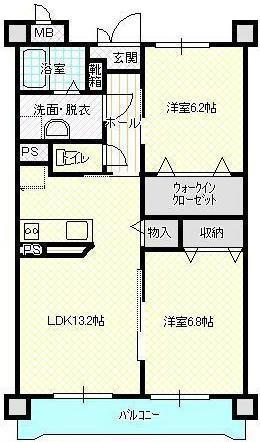 ハッピーフライト(2LDK/1階)の間取り写真