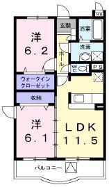 グラシオッソブローテ(2LDK/2階)の間取り写真