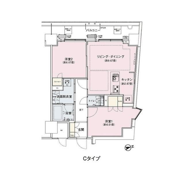 アンビエンテ駒込(2LDK/5階)の間取り写真