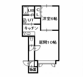 ラフプレイスII(1LDK/1階)の間取り写真