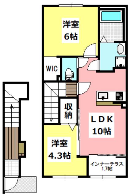 MONTER APA(2LDK/2階)の間取り写真